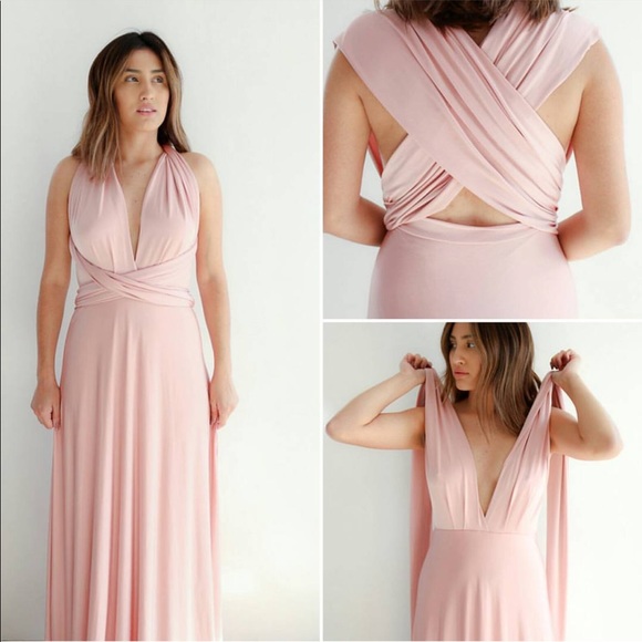 blush pink wrap maxi dress